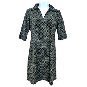 Jude Connally Michell Sheath Dress Size XS Geometric Print Navy Green Resortwear